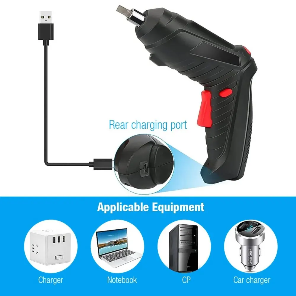Electric Screwdriver Cordless 47 in 1 Rotated 90 Degrees Rechargeable Portable Screwdriver with LED for Home Office DIY