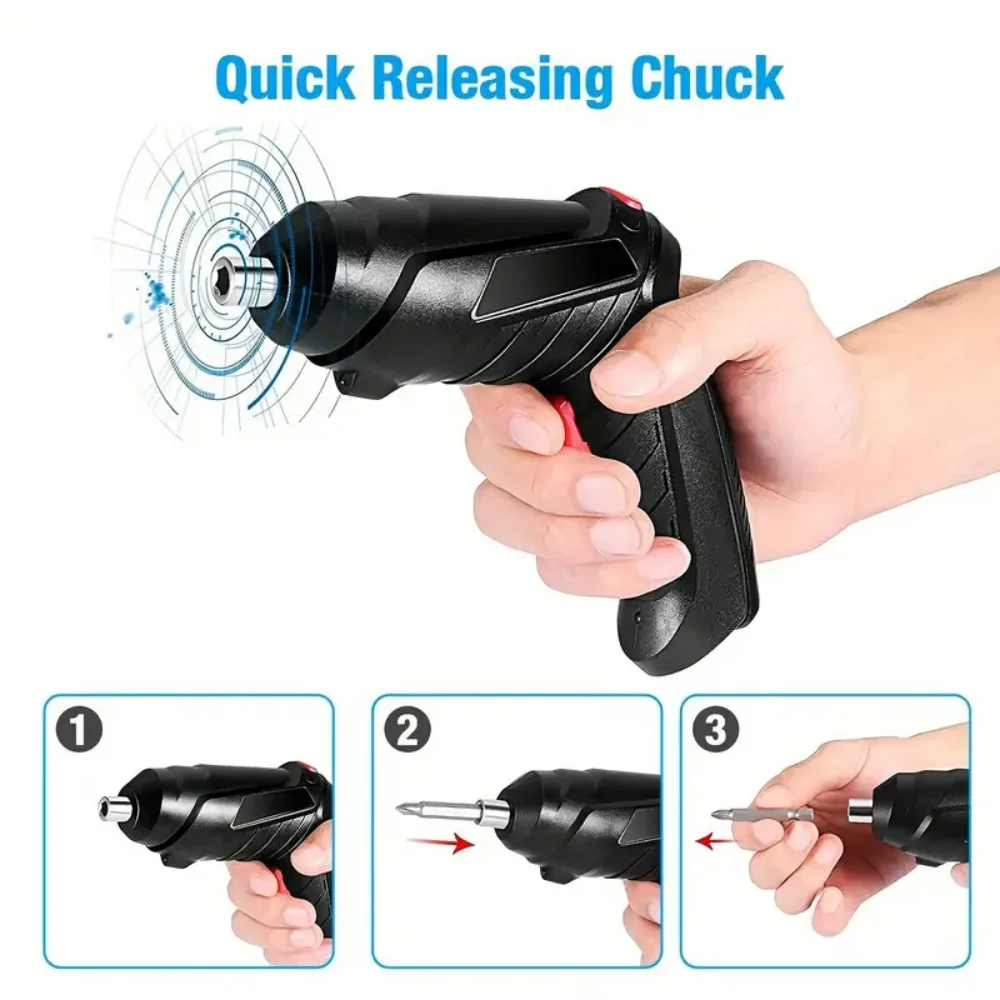 Electric Screwdriver Cordless 47 in 1 Rotated 90 Degrees Rechargeable Portable Screwdriver with LED for Home Office DIY