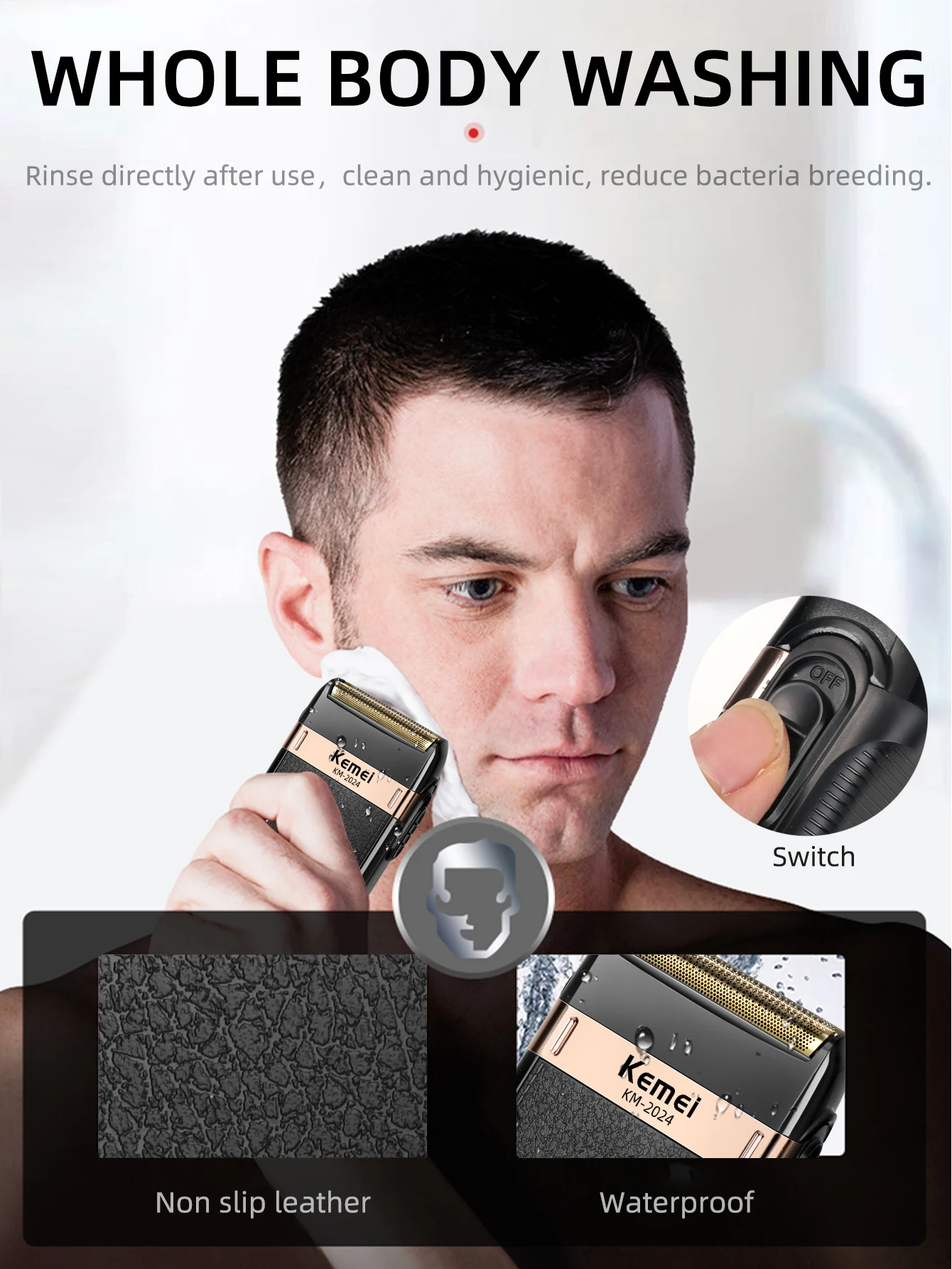 Electric Shaver for Men Waterproof Twin Blade Reciprocating Cordless Razor USB Rechargeable Shaving Machine Barber