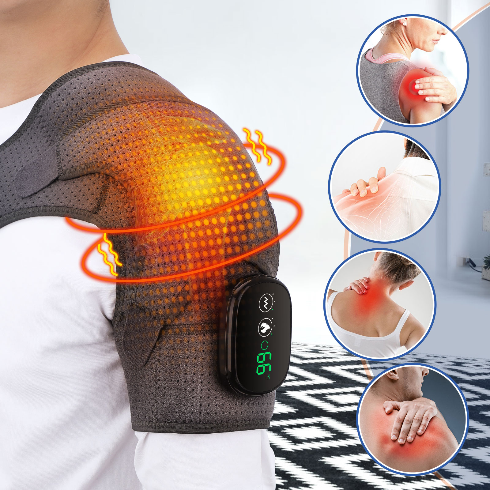 Electric Shoulder Massager Heating Pad Vibration Massage Support Belt Arthritis Pain Relief Shoulder Thermal