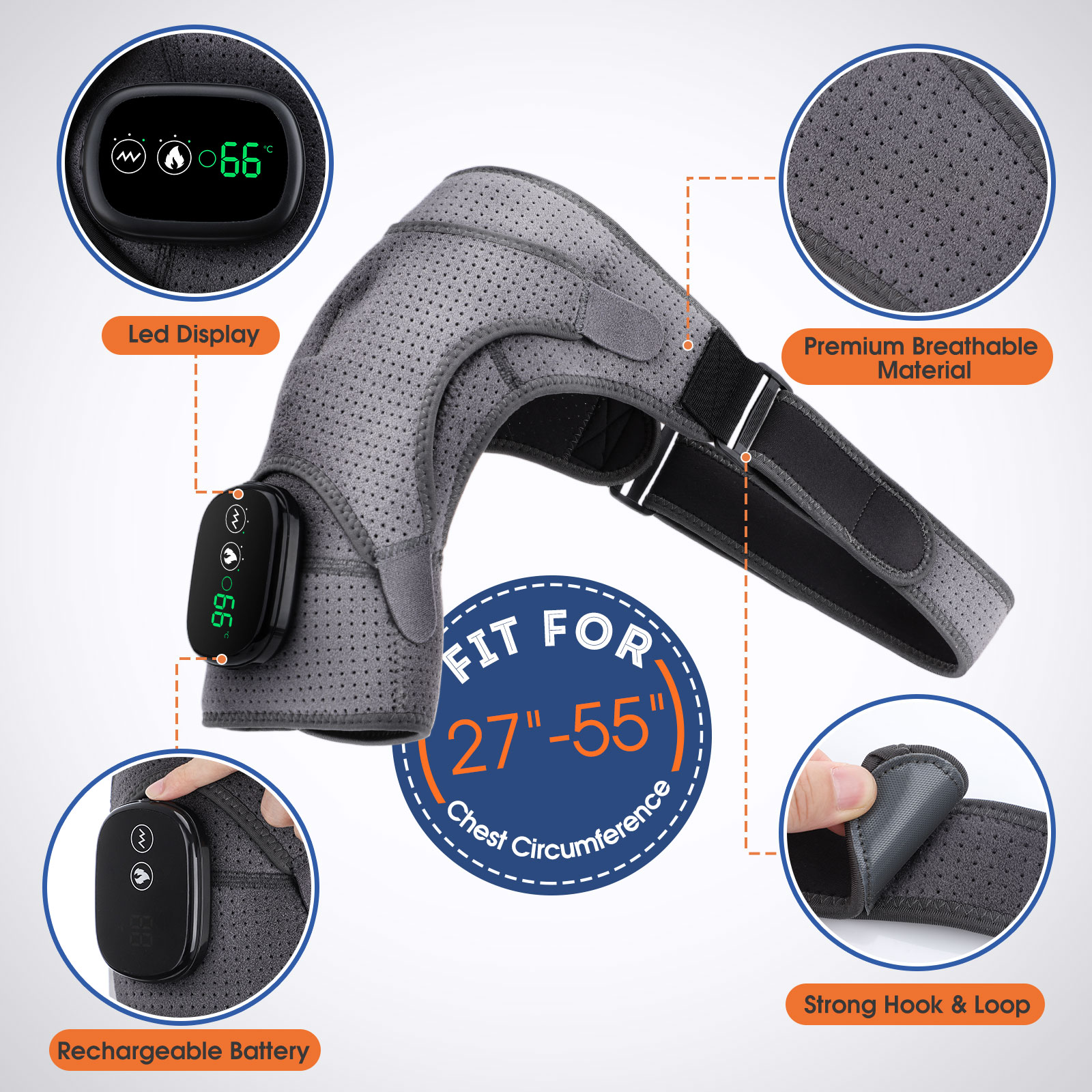 Electric Shoulder Massager Heating Pad Vibration Massage Support Belt Arthritis Pain Relief Shoulder Thermal