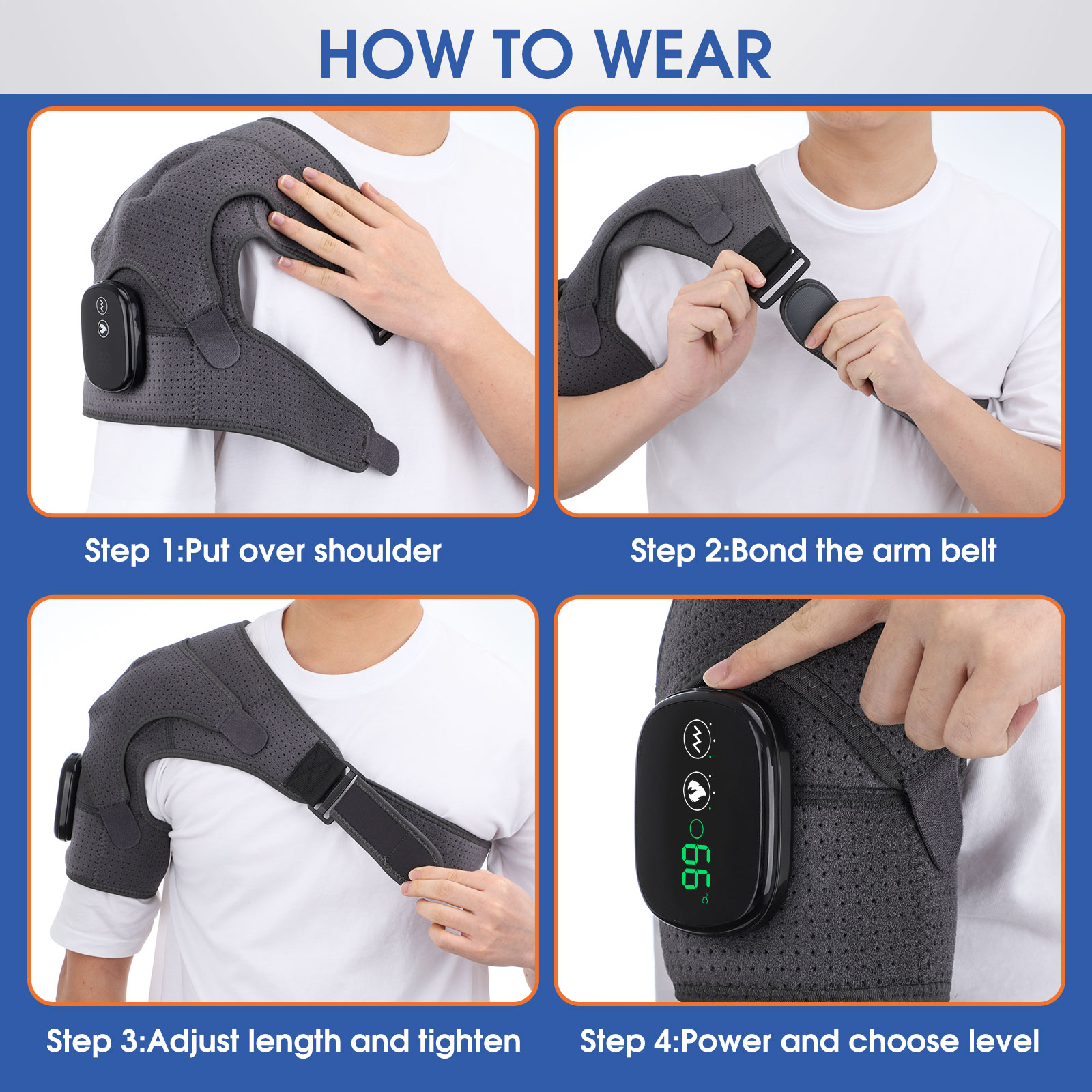 Electric Shoulder Massager Heating Pad Vibration Massage Support Belt Arthritis Pain Relief Shoulder Thermal