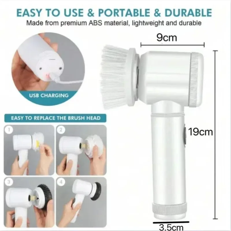 Electric Spin Scrubber Bathroom Cleaning Brush Power Scrubber with 5 Replaceable Brush Heads Electric Cleaning Brush Electric Spin Scrubber Bathroom Cleaning Brush Power Scrubber with 5 Replaceable Brush Heads Electric Cleaning Brush