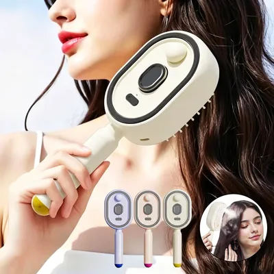Electric Spray Air Cushions Massage Comb 3 in 1 Self Cleaning Steam Essential Oil Brush Rechargeable Spray Scalp