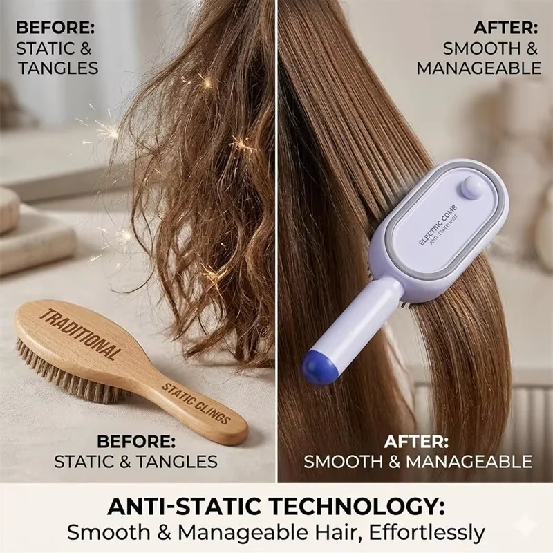 Electric Spray Air Cushions Massage Comb 3 in 1 Self Cleaning Steam Essential Oil Brush Rechargeable Spray Scalp