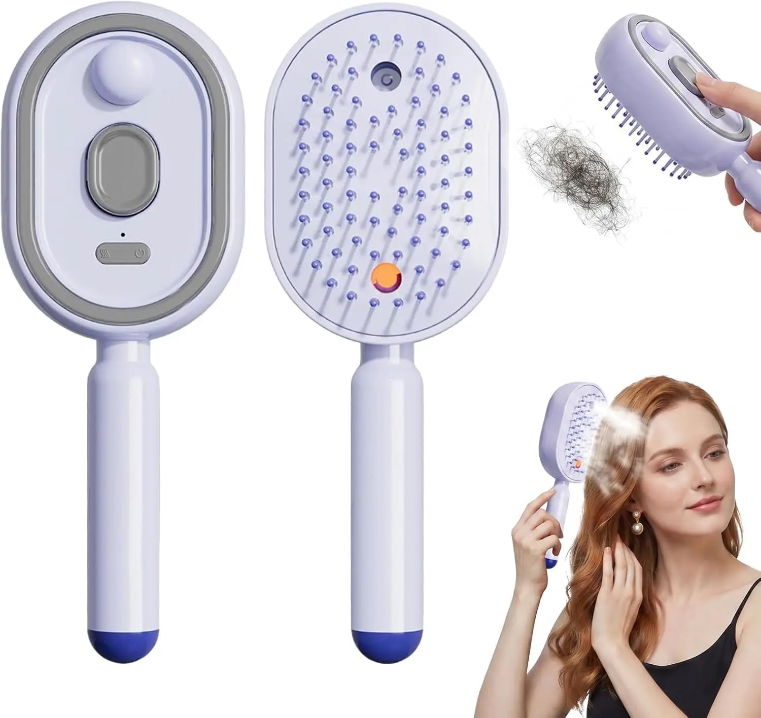 Electric Steaming Hair Straightener Brush Electric Spray Air Cushion Massage Hair Brush Rechargeable Detangling Steam