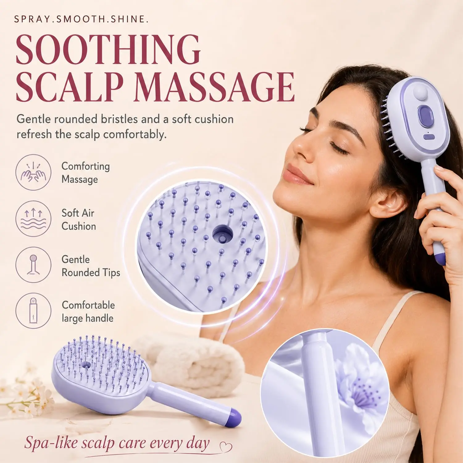 Electric Steaming Hair Straightener Brush Electric Spray Air Cushion Massage Hair Brush Rechargeable Detangling Steam Electric Steaming Hair Straightener Brush Electric Spray Air Cushion Massage Hair Brush Rechargeable Detangling Steam