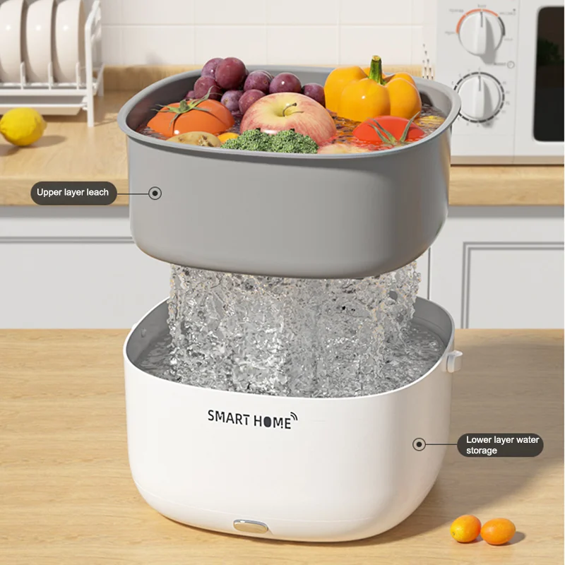 Electric Vegetable And Fruit Washing Machine Food Ultrasonic Washing Bucket Large Capacity Food Grains Purifie