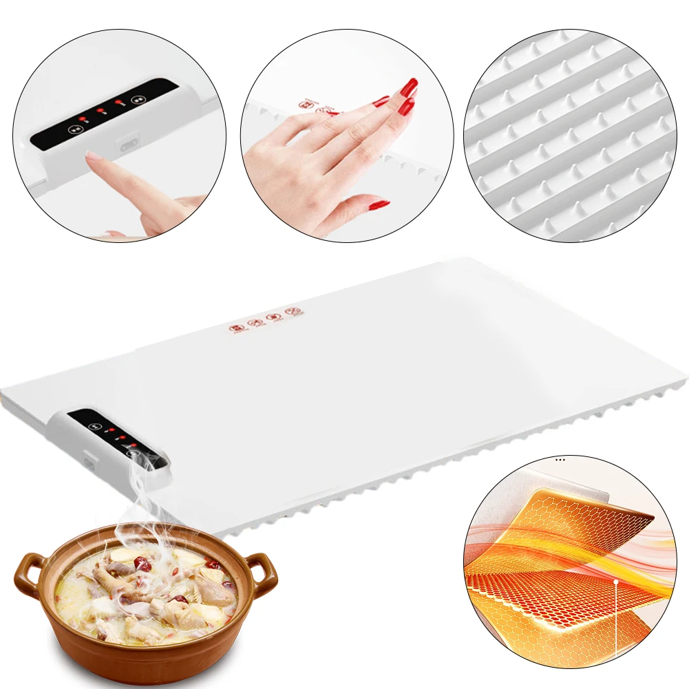 Electric Warming Tray with Adjustable Temperature Smart Warming Plate Silicone Fast Heating for Parties Family