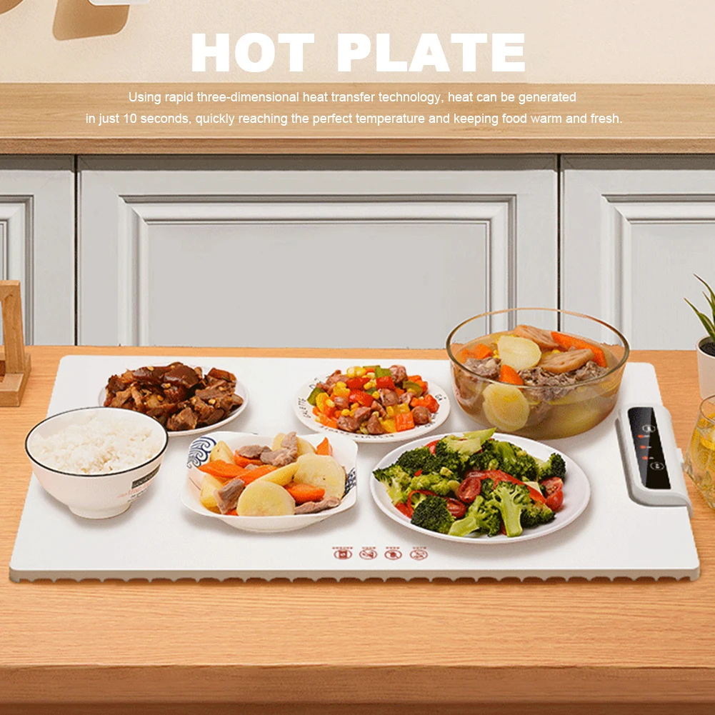 Electric Warming Tray with Adjustable Temperature Smart Warming Plate Silicone Fast Heating for Parties Family