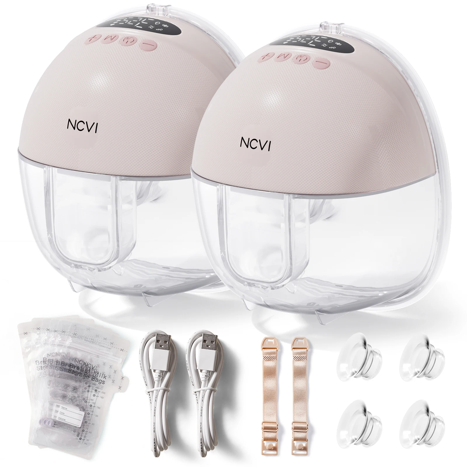 Electric Wearable Breast Pump for Breastfeeding, Hands-Free, 4 Modes 9 Levels, 3 Flange Sizes(19/21/24mm), Smart Display