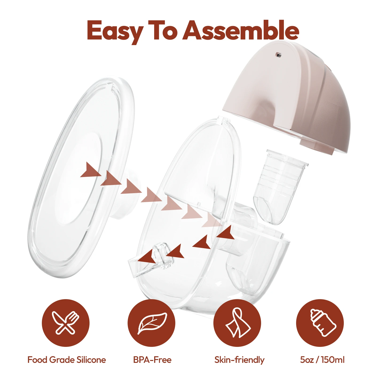 Electric Wearable Breast Pump for Breastfeeding, Hands-Free, 4 Modes 9 Levels, 3 Flange Sizes(19/21/24mm), Smart Display