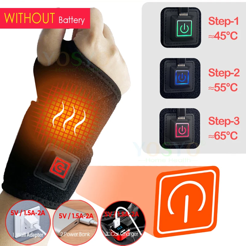 Electrically Heated Wrist Support sleeve Adjustable Wrist guard Breathable Black Strap Sports and Hand Joint Protection Electrically Heated Wrist Support sleeve Adjustable Wrist guard Breathable Black Strap Sports and Hand Joint Protection