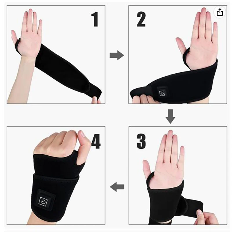 Electrically Heated Wrist Support sleeve Adjustable Wrist guard Breathable Black Strap Sports and Hand Joint Protection Electrically Heated Wrist Support sleeve Adjustable Wrist guard Breathable Black Strap Sports and Hand Joint Protection