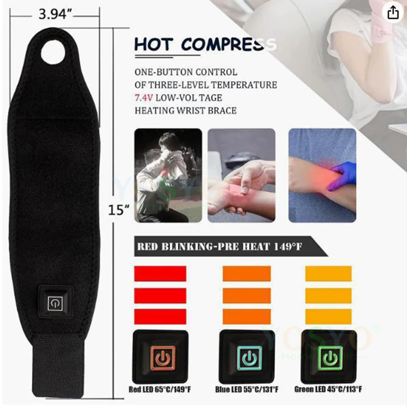 Electrically Heated Wrist Support sleeve Adjustable Wrist guard Breathable Black Strap Sports and Hand Joint Protection Electrically Heated Wrist Support sleeve Adjustable Wrist guard Breathable Black Strap Sports and Hand Joint Protection
