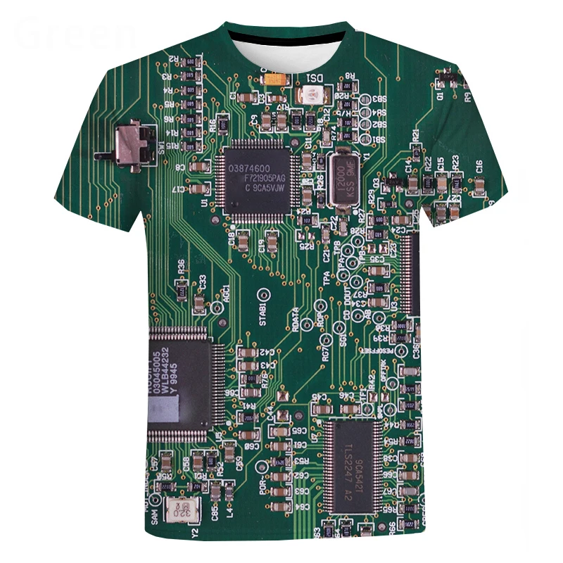 Electronic Chip Hip Hop T Shirt Men Women 3D Machine Printed Oversized T-shirt Harajuku Style Summer Short Sleeve Tee