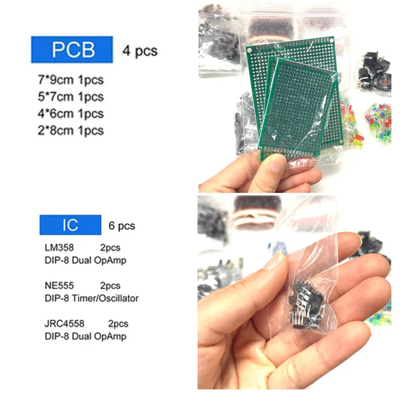 Electronic Components Kit Ultimate Edition Various Common Capacitors Resistors Capacitors T0-92 LED Transistors PCB Electronic Components Kit Ultimate Edition Various Common Capacitors Resistors Capacitors T0-92 LED Transistors PCB