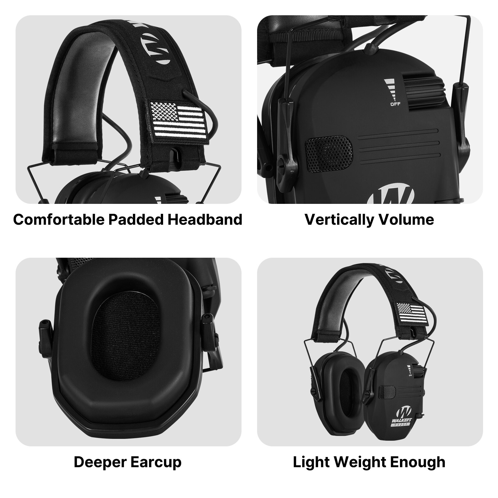 Electronic Earmuff for Walker's Razor Slim Ultra Low Profile Compact Design Adjustable Range Shooting Hunting Hearing Electronic Earmuff for Walker's Razor Slim Ultra Low Profile Compact Design Adjustable Range Shooting Hunting Hearing