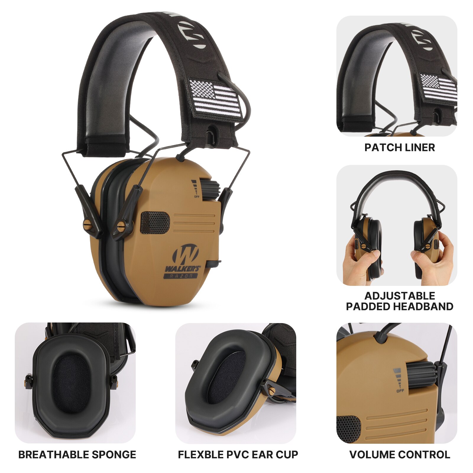 Electronic Earmuff for Walker's Razor Slim Ultra Low Profile Compact Design Adjustable Range Shooting Hunting Hearing Electronic Earmuff for Walker's Razor Slim Ultra Low Profile Compact Design Adjustable Range Shooting Hunting Hearing