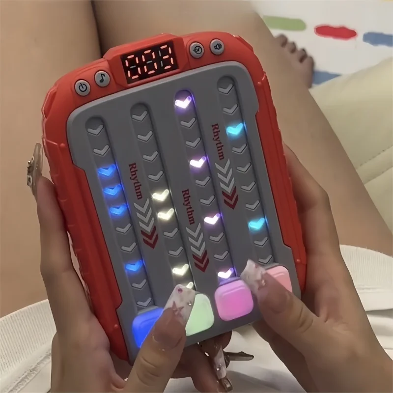 Electronic Music Rhythm Puzzle Game Machine Montessori Pockets Travel Toy Light Up Educationa Sensory Fast Push Table