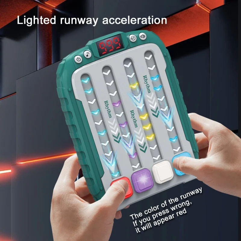 Electronic Music Rhythm Puzzle Game Machine Montessori Pockets Travel Toy Light Up Educationa Sensory Fast Push Table