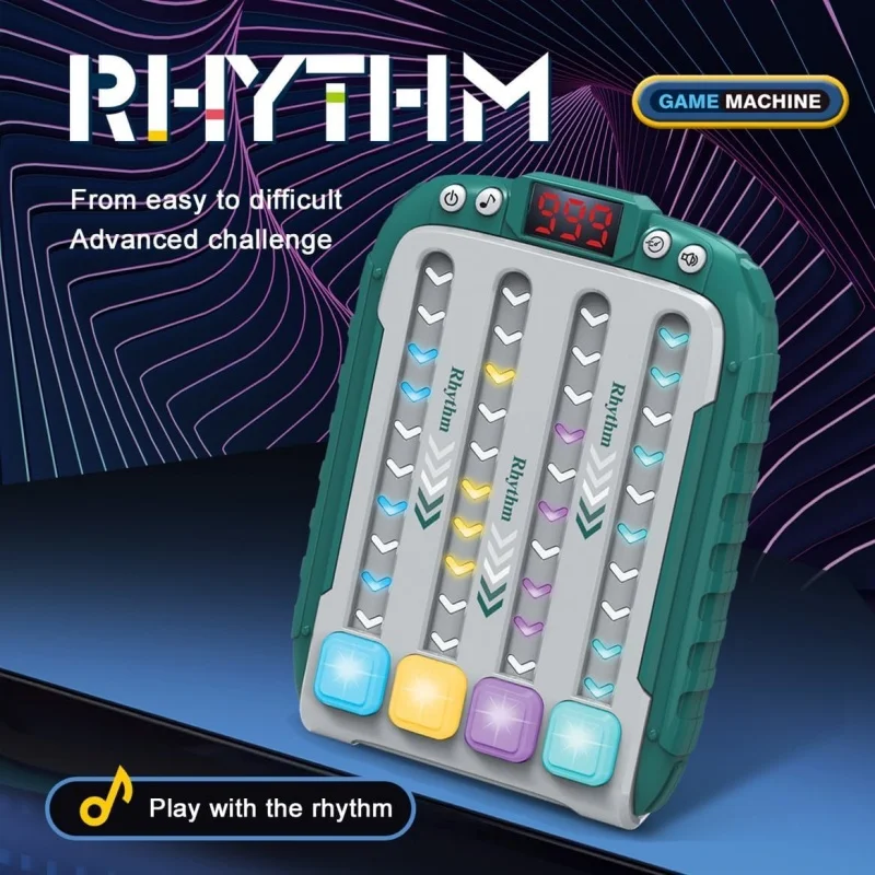 Electronic Music Rhythm Puzzle Game Machine Montessori Pockets Travel Toy Light Up Educationa Sensory Fast Push Table