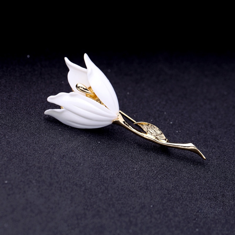 Elegant Enamel Tulip Brooch