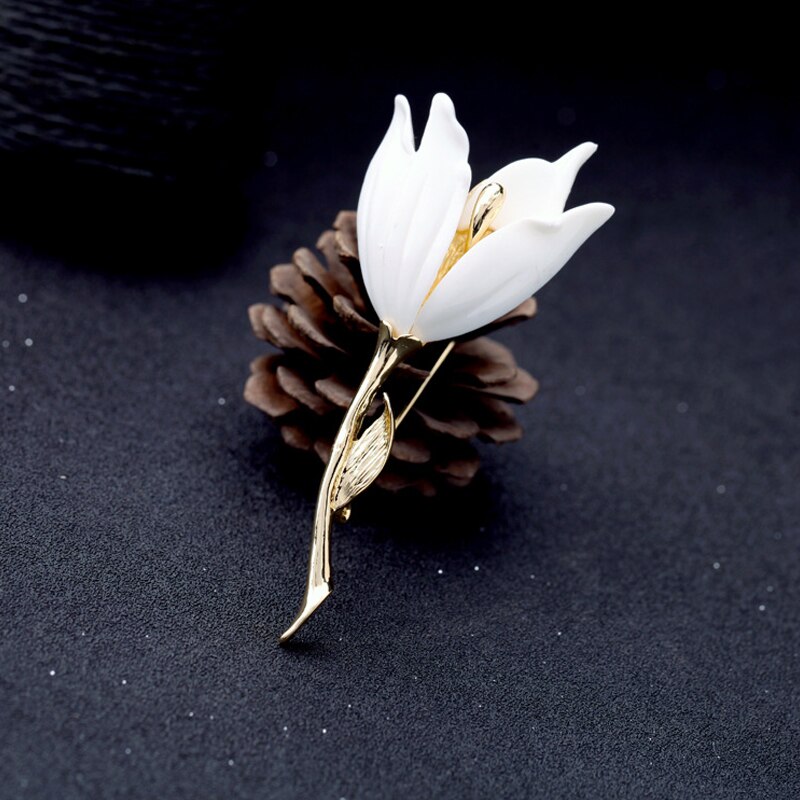 Elegant Enamel Tulip Brooch
