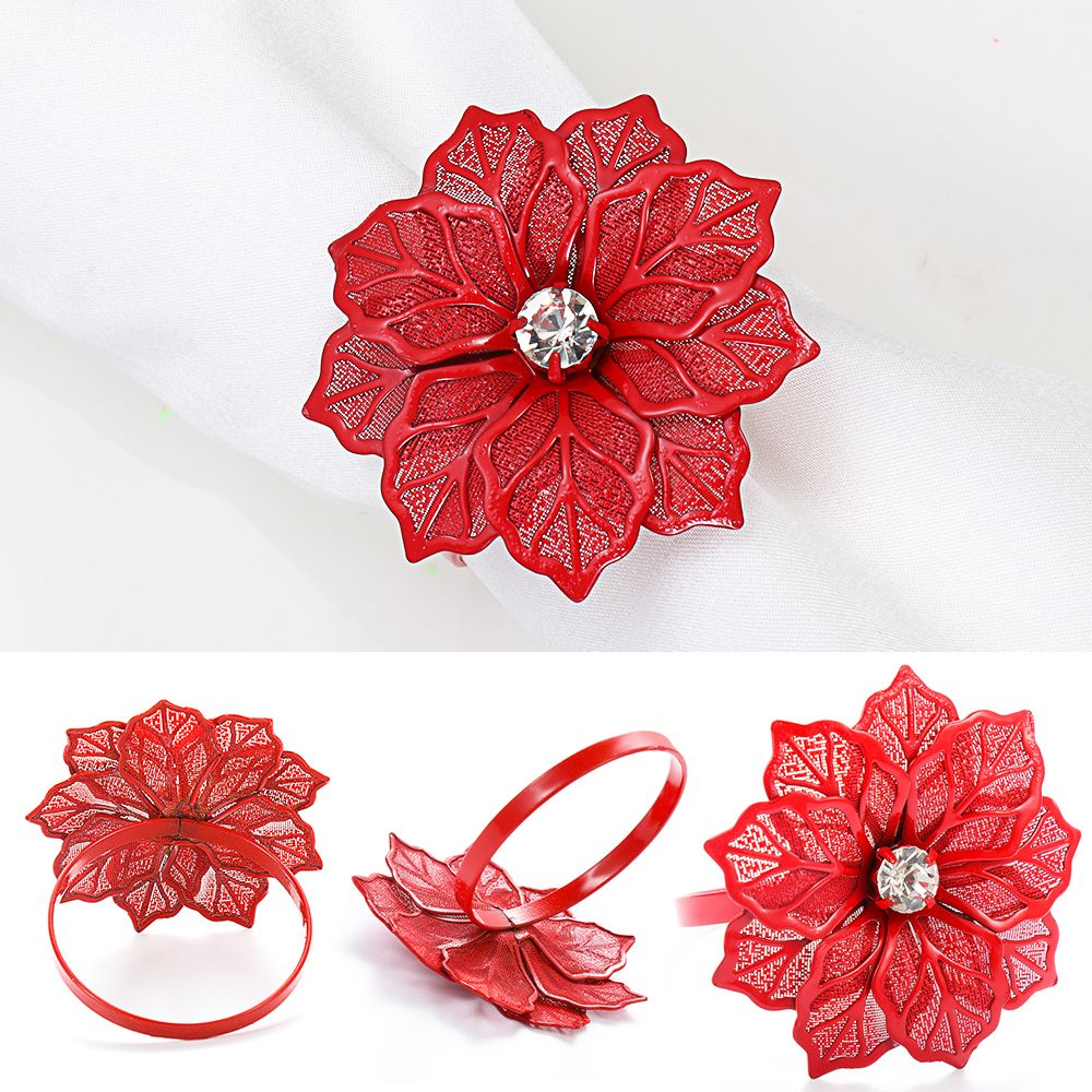 Elegant Metal Floral Napkin Rings (6 pcs)