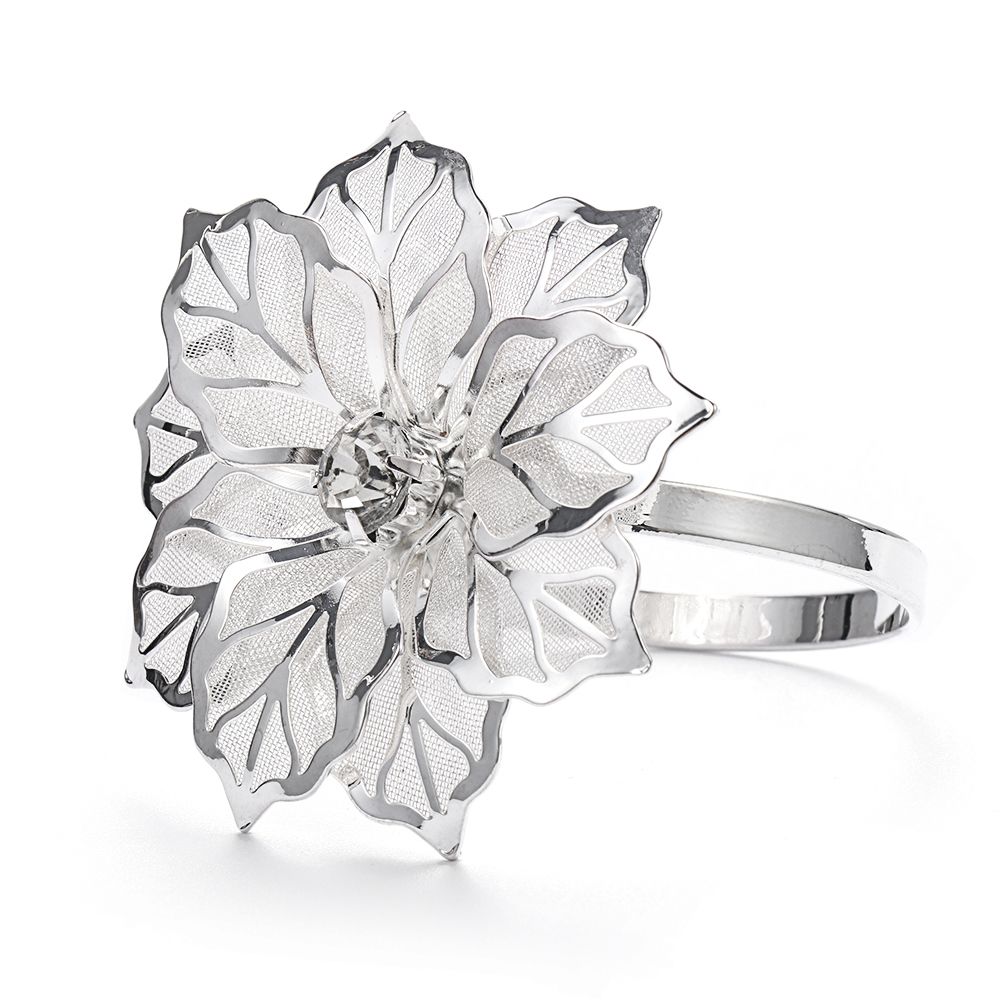 Elegant Metal Floral Napkin Rings (6 pcs)