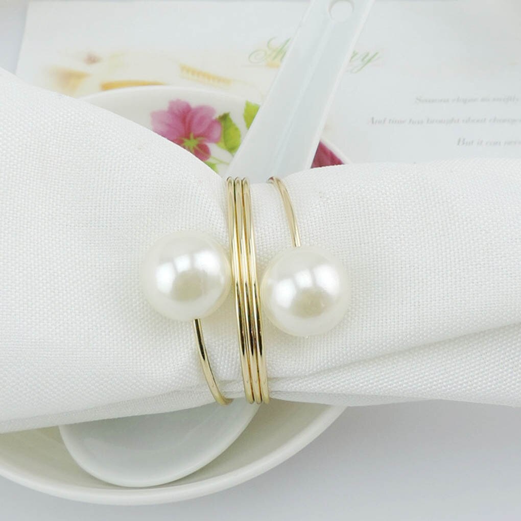 Elegant Pearl Napkin Rings (12 pcs)