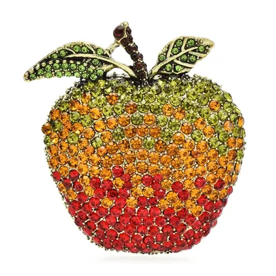Elegant Rhinestone Apple Brooch