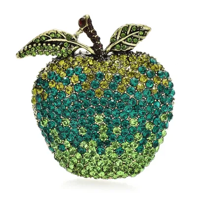 Elegant Rhinestone Apple Brooch