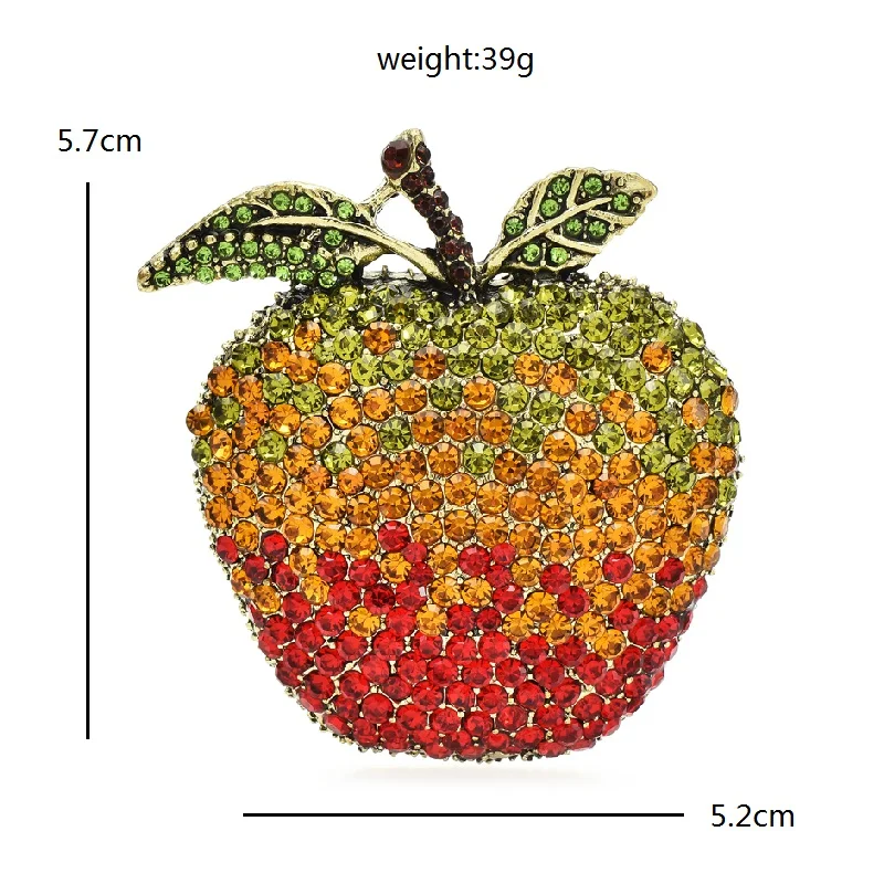 Elegant Rhinestone Apple Brooch