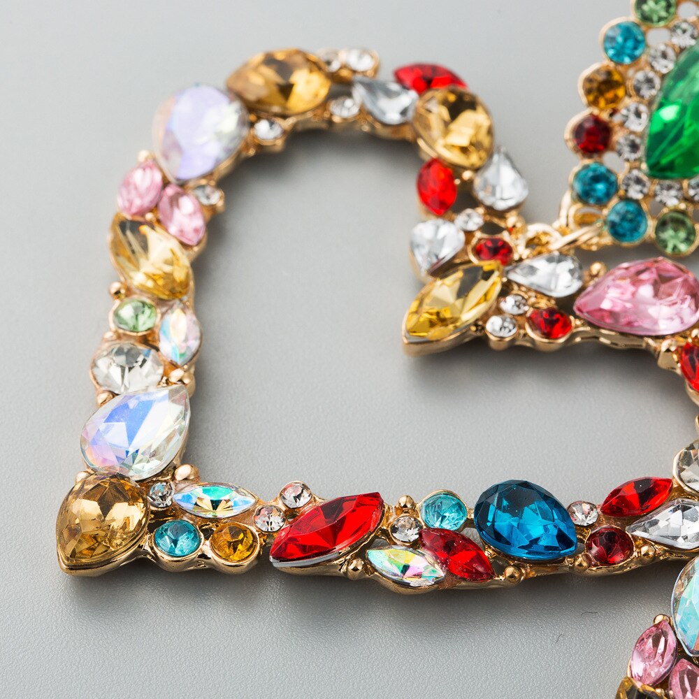 Elegant Rhinestone Heart Drop Earrings