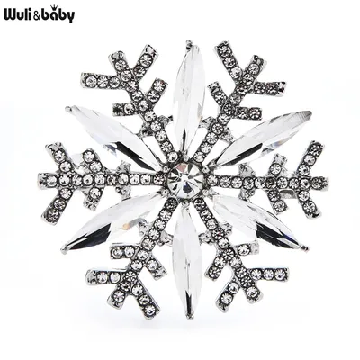 Elegant Rhinestone Snowflake Brooch