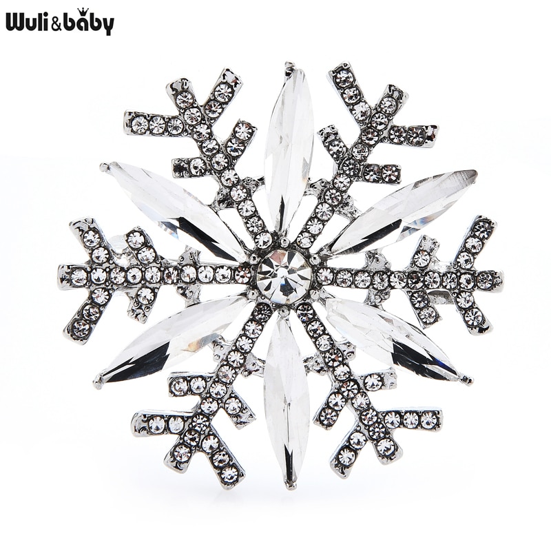 Elegant Rhinestone Snowflake Brooch