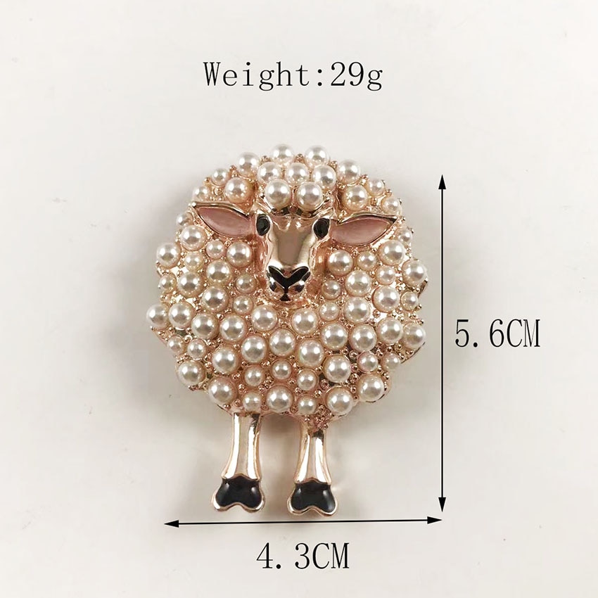 Elegant Sheep Brooch with Pearls