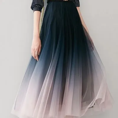 Elegant Tulle Skirts Women High Waist Gradient Mesh Pleated Midi Skirt Korean Elastic Loose Casual All Match A Line Elegant Tulle Skirts Women High Waist Gradient Mesh Pleated Midi Skirt Korean Elastic Loose Casual All Match A Line