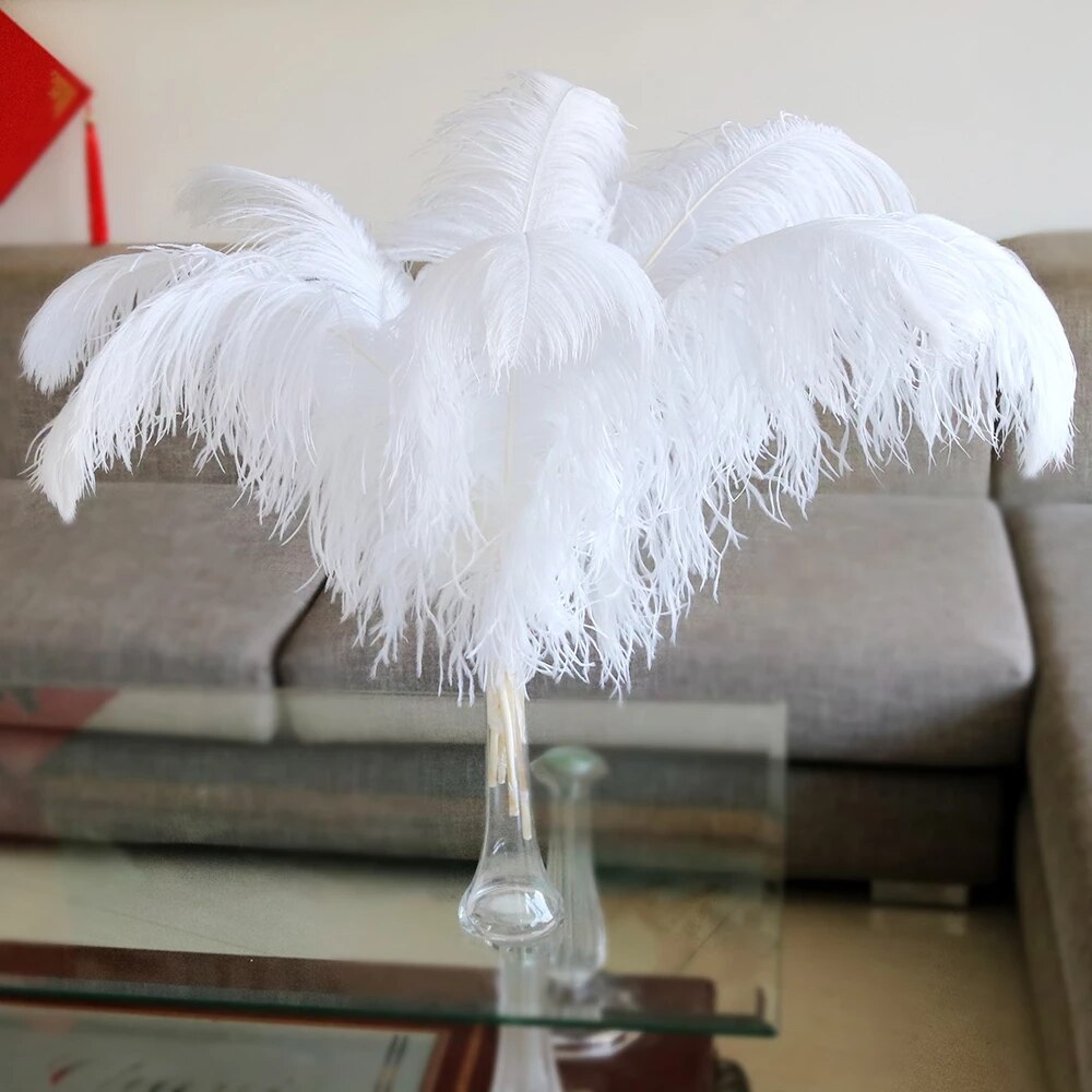 Elegant White Ostrich Feathers (10 pcs) Elegant White Ostrich Feathers (10 pcs)