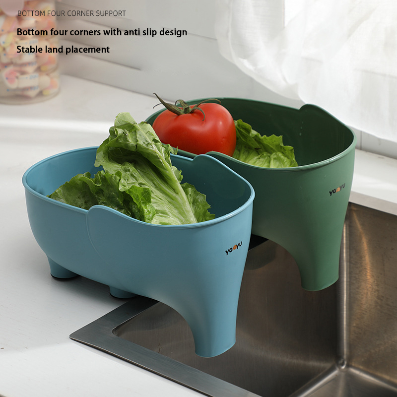 Elephant Drain Basket Multi-purpose Kitchen Storage Drain Basket Household Fruit and Vegetable Basket Plastic Drain Elephant Drain Basket Multi-purpose Kitchen Storage Drain Basket Household Fruit and Vegetable Basket Plastic Drain