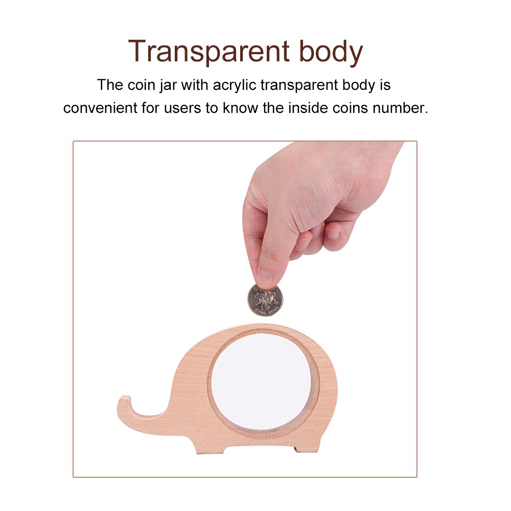 Elephant Wooden Coin Bank