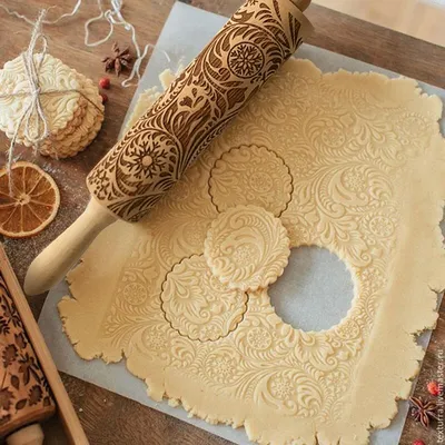 Embossed Rolling Pin Wooden Embossed Rolling Pin Wooden