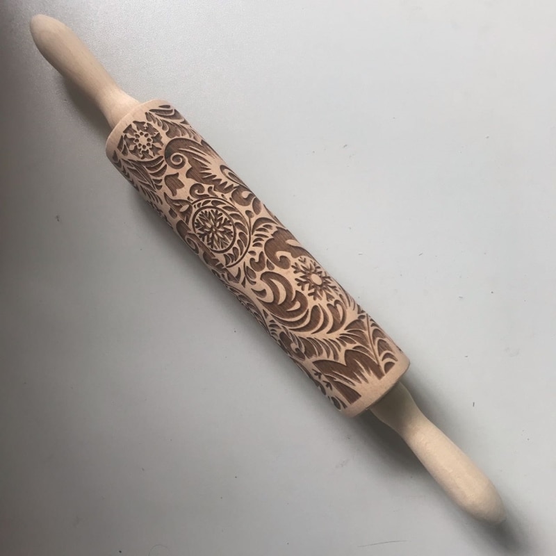 Embossed Rolling Pin Wooden Embossed Rolling Pin Wooden