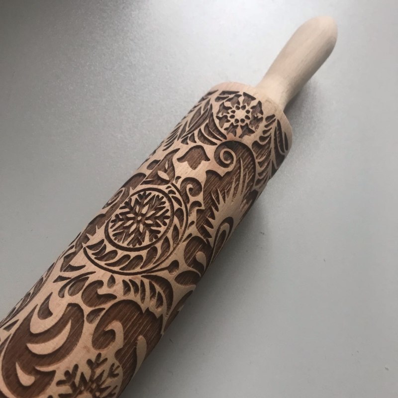 Embossed Rolling Pin Wooden Embossed Rolling Pin Wooden