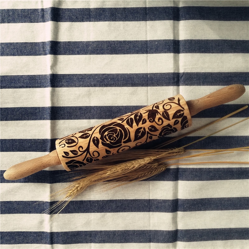 Embossed Rolling Pin Wooden Embossed Rolling Pin Wooden
