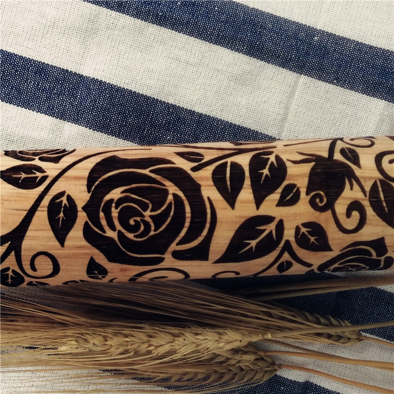 Embossed Rolling Pin Wooden Embossed Rolling Pin Wooden
