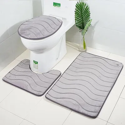 Embossed Soft Toilet Rugs Set Embossed Soft Toilet Rugs Set