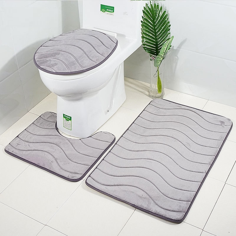 Embossed Soft Toilet Rugs Set