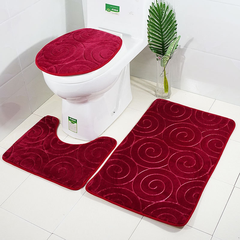 Embossed Soft Toilet Rugs Set Embossed Soft Toilet Rugs Set